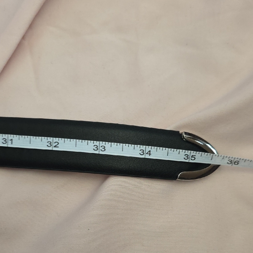 Women's Black Leather Belt with Silver Buckle By Jasgood, NWT - Picture 9 of 14
